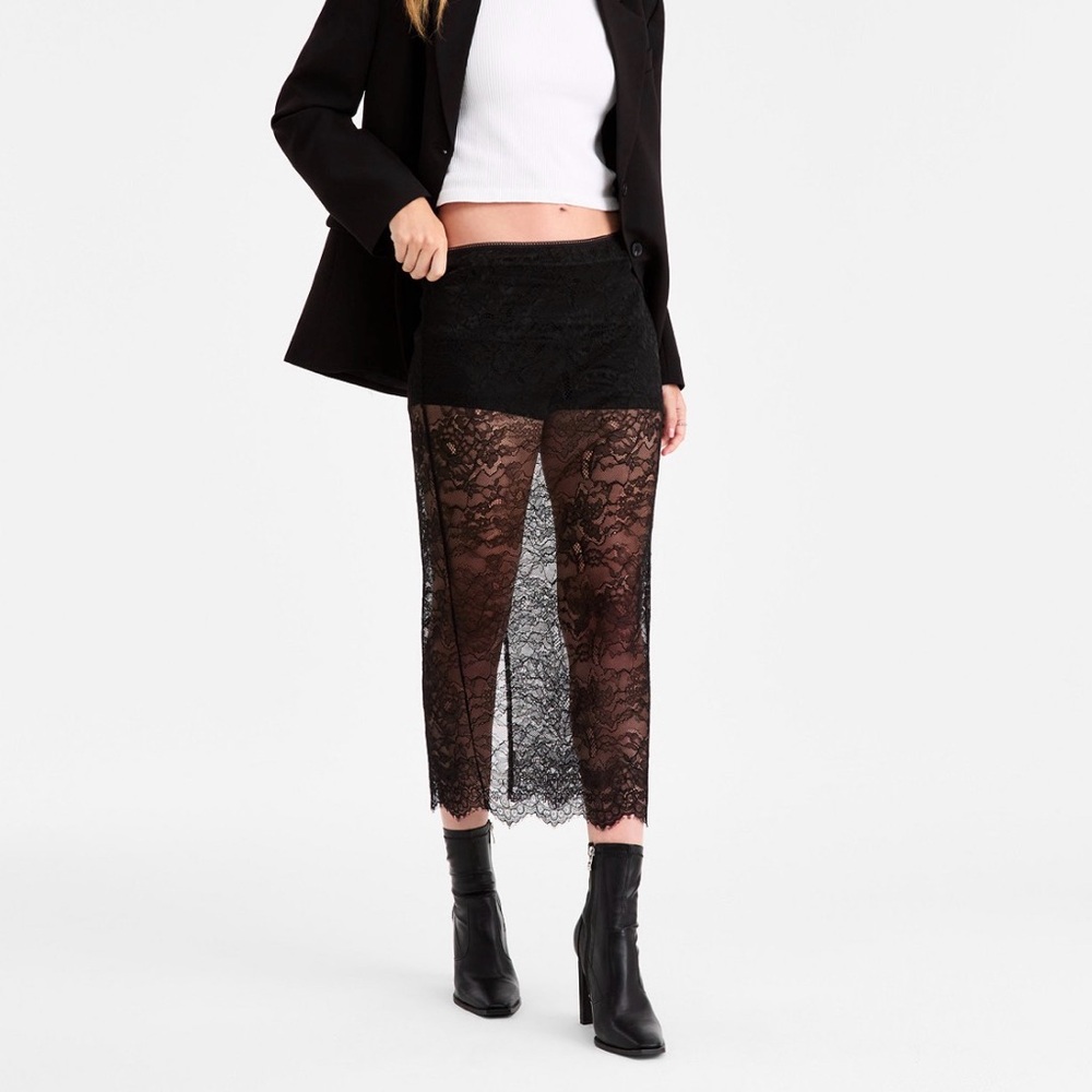 Women's Sheer Lace Midi Skirt